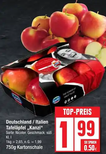 Edeka Deutschland / Italien Tafeläpfel ,,Kanzi" 750g Kartonschale Angebot