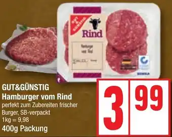 Edeka GUT&GÜNSTIG Hamburger vom Rind 400g Packung Angebot