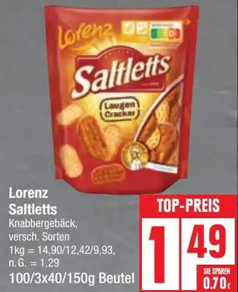 Edeka Lorenz Saltletts 100/3x40/150g Beutel Angebot