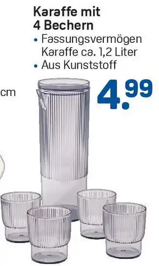 Rossmann Karaffe mit 4 Bechern Angebot