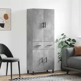 ManoMano Highboard，Sideboard，Kommode fuer Wohnzimmer, Küche Betongrau 69,5x34x180 cm Holzwerkstoff XUBT59446 BonneVie Angebot