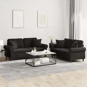 ManoMano 2-tlg. Sofagarnitur mit Kissen Schwarz Samt vidaXL28281 Angebot