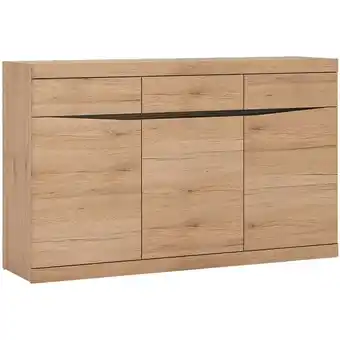 ManoMano Lomadox - Sideboard mit 3 Türen, 3 Schubkästen SANFORD-129 in Eiche hell Nb., b/h/t: ca. 150/92,5/40 cm - braun Angebot