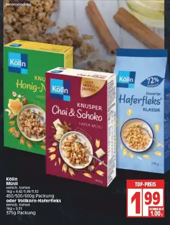 Edeka Kölln Müsli 450-600 g oder Vollkorn Haferfleks Angebot