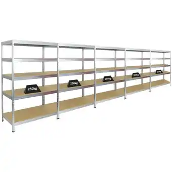 ManoMano Mega Deal 5x Schwerlastregal Rivet HxBxT 180x120x60 cm Fachlast 250kg Verzinkt - Verzinkt Angebot