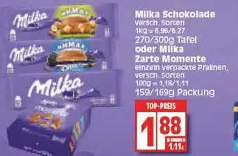 Edeka Milka Schokolade 270/300g oder Milka Zarte Momente 159/169g Angebot