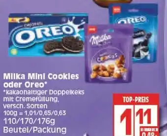 Edeka Milka Mini Cookies oder Oreo 110/176g Angebot