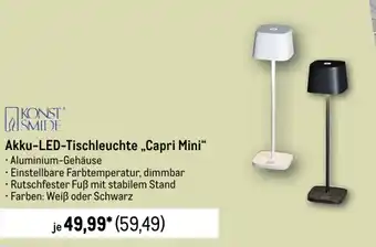 METRO KONST SMIDE Akku-LED-Tischleuchte „Capri Mini“ Angebot