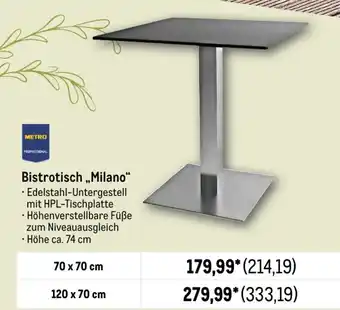 METRO METRO PROFESSIONAL Bistrotisch "Milano“ 70*70 Angebot