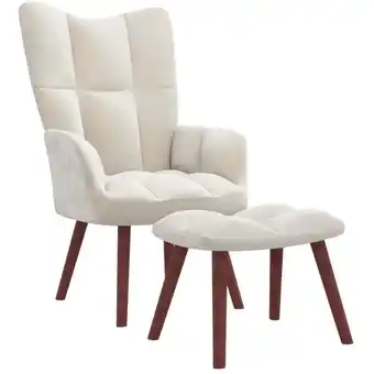 ManoMano Relaxsessel mit Hocker, Sessel Wohnzimmer, Fernsehsessel, Lesesessel Cremeweiß Samt PPP82886 MaisonChic Angebot