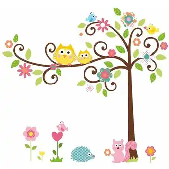 ManoMano Amirror Smart Ug - 27' x 19' Scroll Tree Cartoon Animals Peel & Stick Wall Decals Mega-Pack for Kid Child Living Room Bedroom Angebot