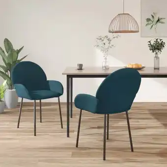 ManoMano Maisonchic - 2er Set Esszimmerstühle Wohnzimmerstühle Stühle für Esszimmer Wohnzimmer & Schlafzimmer Blau Samt DE25372 - Blau Angebot