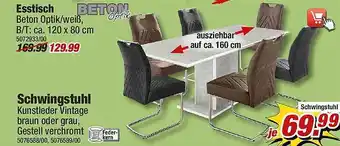 Poco Beton Esstisch, Schwingstuhl Angebot