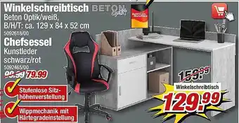 Poco Beton Winkelschreibtisch oder Chefsessel Angebot