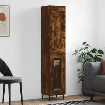 ManoMano Bonnevie - Sideboard Highboard für Wohnzimmer - Schrank Kommode Anrichte Räuchereiche 34,5x34x180 cm Holzwerkstoff -FV51417 - Angebot