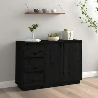 ManoMano Bonnevie - Sideboard,Küchenschrank,Kommode,Beistellschrank Schwarz 111x34x75 cm Massivholz Kiefer CEIN885473 Angebot