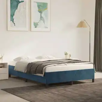 ManoMano Maisonchic - Bettgestell Doppelbett Bett für Schlafzimmer Dunkelblau 140x200 cm Samt DE70031 - Blau Angebot