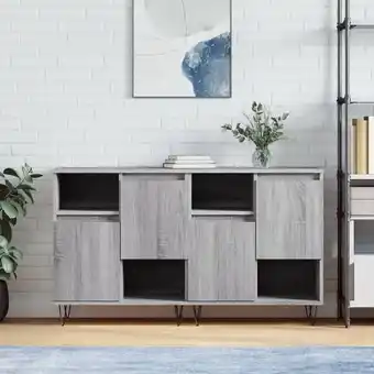 ManoMano Maisonchic - 2 Stk. Sideboards,Beistellschrank,Kommode fuer Flur, Kueche, Esszimmer und Wohnzimmer Grau Sonoma Holzwerkstoff  Angebot