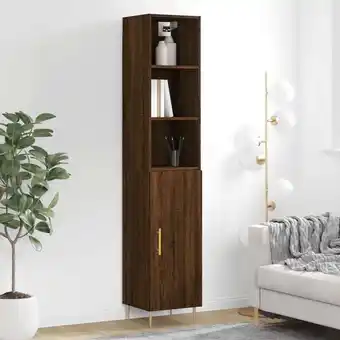 ManoMano Highboard, Sideboard, Kommode, Beistellschrank, Anrichte für Wohnzimmer Braun Eichen-Optik 34,5x34x180 cm Holzwerkstoff LLLA6 Angebot