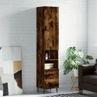 ManoMano Maisonchic - Highboard,Sideboard,Vitrine,Komodenschrank Räuchereiche 34,5x34x180 cm Holzwerkstoff VCWS712460 Angebot