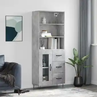 ManoMano Highboard, Sideboard, Kommode, Beistellschrank, Anrichte für Wohnzimmer Betongrau 69,5x34x180 cm Holzwerkstoff LLLA429053 Mai Angebot