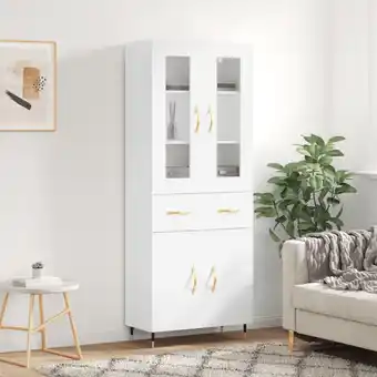 ManoMano Bonnevie - Sideboard Highboard für Wohnzimmer - Schrank Kommode Anrichte Weiß 69,5x34x180 cm Holzwerkstoff -FV53499 - Weiß Angebot