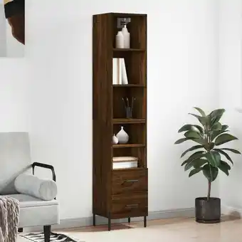 ManoMano Highboard，Kommode，Sideboard，Vitrine Braun Eichen-Optik 34,5x34x180 cm Holzwerkstoff VMEC988464 MaisonChic Angebot