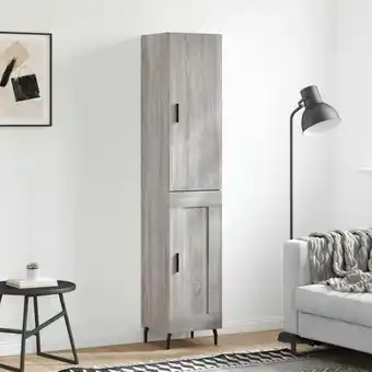 ManoMano Highboard, Kommode, Sideboard, Beistellschrank, Anrichte für Wohnzimmer Grau Sonoma 34,5x34x180 cm Holzwerkstoff LLLA844534 M Angebot