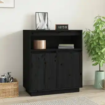 ManoMano Maisonchic - Sideboard Sideboard Kommode Küchenschrank Aufbewahrungsschrank Schwarz 70x34x80 cm Massivholz Kiefer NNDG1318 Angebot