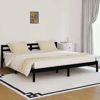 ManoMano Maisonchic - Massivholzbett Doppelbett Bett für Schlafzimmer Kiefer 200x200 cm Schwarz DE85904 - Schwarz Angebot