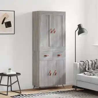 ManoMano Highboard, Sideboard, Kommode, Beistellschrank, Anrichte für Wohnzimmer Grau Sonoma 69,5x34x180 cm Holzwerkstoff LLLA924299 M Angebot