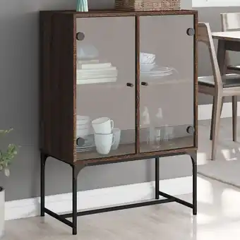 ManoMano Bonnevie - Beistellschrank mit Glastüren Braun Eichen-Optik 69x37x100 cm vidaXL305432 Angebot