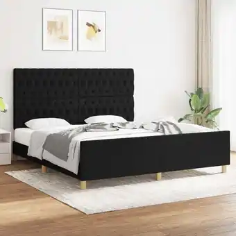 ManoMano Maisonchic - Bettgestell mit Kopfteil, Schlafzimmerbett/Doppelbett, Erwachsenenbett Schwarz 180x200 cm Stoff GTRD81697 Angebot