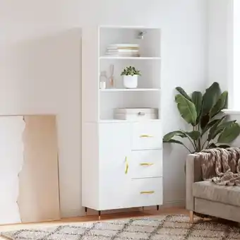 ManoMano Bonnevie - Sideboard Highboard für Wohnzimmer - Schrank Kommode Anrichte Weiß 69,5x34x180 cm Holzwerkstoff -FV62511 - Weiß Angebot