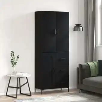 ManoMano Bonnevie - Sideboard Highboard für Wohnzimmer - Schrank Kommode Anrichte Schwarz 69,5x34x180 cm Holzwerkstoff -FV80503 - Schw Angebot