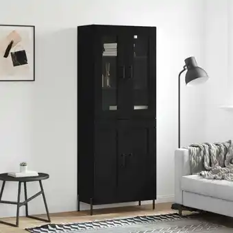 ManoMano Bonnevie - Sideboard Highboard für Wohnzimmer - Schrank Kommode Anrichte Schwarz 69,5x34x180 cm Holzwerkstoff -FV59243 - Schw Angebot