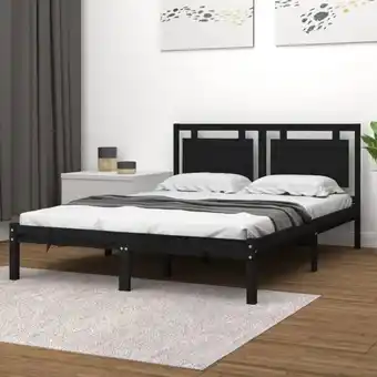 ManoMano Massivholzbett Doppelbett Bett für Schlafzimmer Schwarz 120x190 cm 4FT Small Double DE93249 - Schwarz Angebot