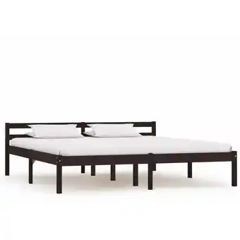 ManoMano Massivholzbett Doppelbett Bett für Schlafzimmer Dunkelbraun Kiefer 160x200 cm DE56839 - Braun Angebot