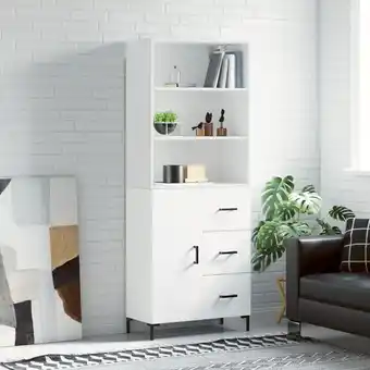 ManoMano Bonnevie - Highboard,Sideboard,Kommode fuer Wohnzimmer, Küche Weiß 69,5x34x180 cm Holzwerkstoff XUBT22336 Angebot