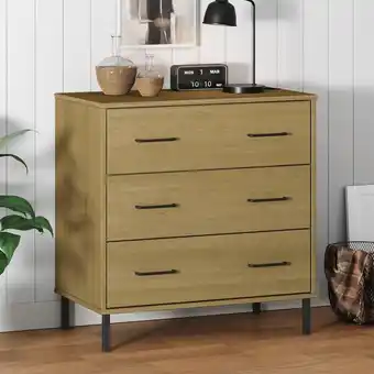 ManoMano Maisonchic - Sideboard Sideboard Kommode Küchenschrank Aufbewahrungsschrank oslo mit 3 Schubladen Braun 77x40x79,5 cm Massivh Angebot