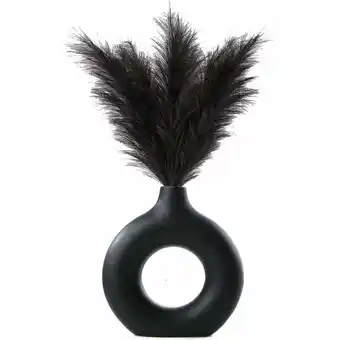 ManoMano Mattschwarze Vase, Keramikvasen, Donut-Form, moderne Vase für Heimdekoration, Wohnzimmer, Tafelaufsätze und Veranstaltungen,  Angebot