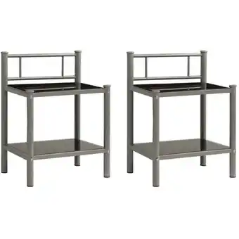 ManoMano Hommoo - Nachttische 2 Stk. Grau und Schwarz Metall und Glas YQvidaXL325093DE Angebot