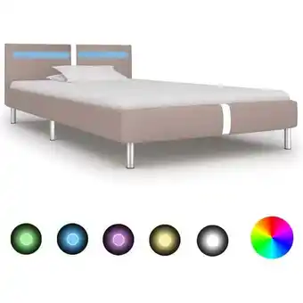 ManoMano Hommoo - Bettgestell mit led Cappuccino-Braun Kunstleder 90x200 cm VD22723 Angebot