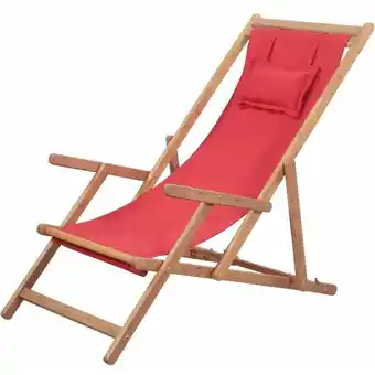 ManoMano Hommoo - Klappbarer Strandstuhl Stoff und Holzrahmen Rot VD28216 Angebot