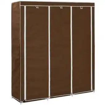 ManoMano Hommoo - Kleiderschrank mit Fächern und Stangen Braun 150x45x175cm Stoff VD23567 Angebot