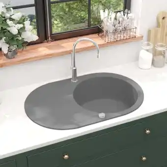 ManoMano Longziming - Granitspüle Einzelbecken Oval Grau Angebot