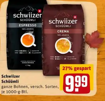 REWE Schwiizer schüümli kaffeebohnen Angebot