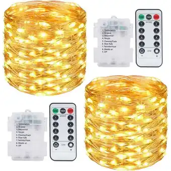 ManoMano LYCXAMES [2er-Pack] Mini-LED-Außenleuchten, 10 m, wasserdicht, Akku, 100 LED-Leuchten mit Fernbedienung, Innen- und Außendeko Angebot