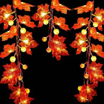 ManoMano Longziming - Kürbis-Ahornblatt-Lichterketten, batteriebetriebene dekorative Herbst-Lichterketten für Halloween-Partys, 6 m, 4 Angebot