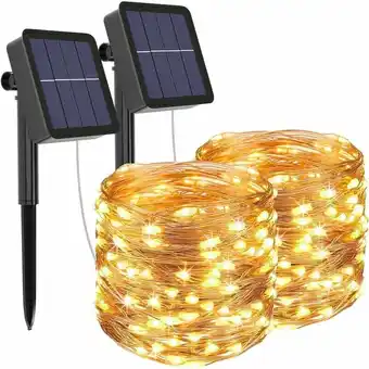 ManoMano 2er-Pack] Solar-Lichterkette für den Außenbereich, 12 m, 100 LEDs, wasserdicht, für den Außenbereich, Solar-Lichterkette, 8 M Angebot